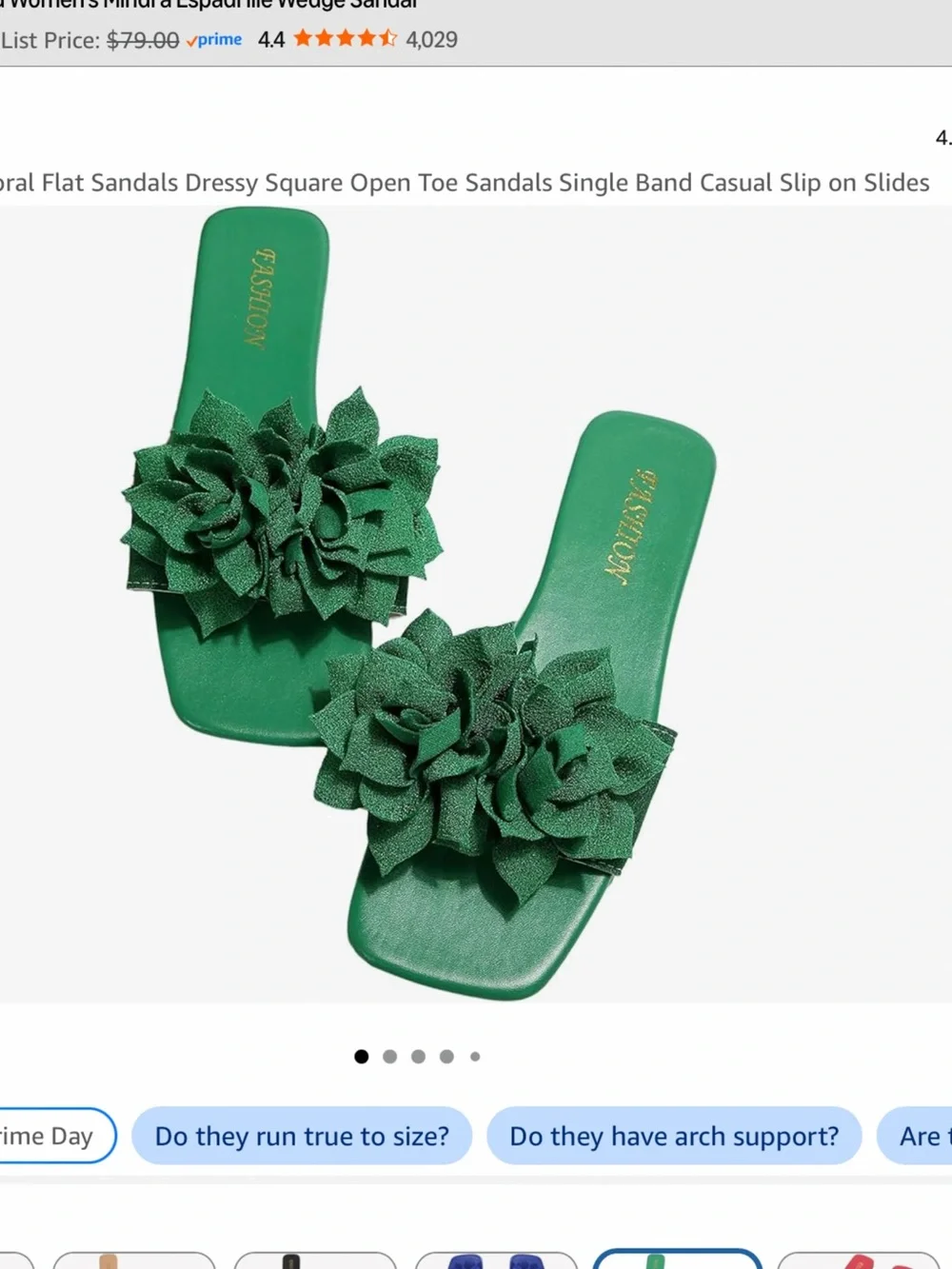 Emerald Green Floral Slide Sandals for Women